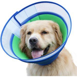 Dog Cone for Large Medium Small Dogs , Adjustable Collar,  (Blue, Large)